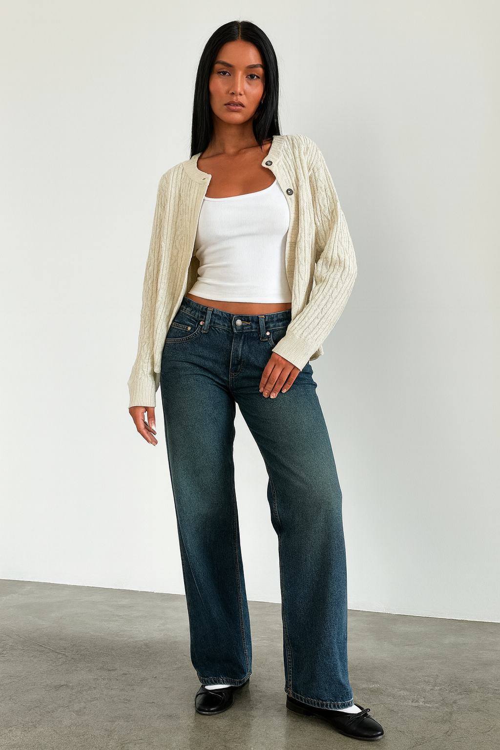 Damen Lässig Niedrigem Bund Baggy-Schnitt Jeans  | Lockere Passform