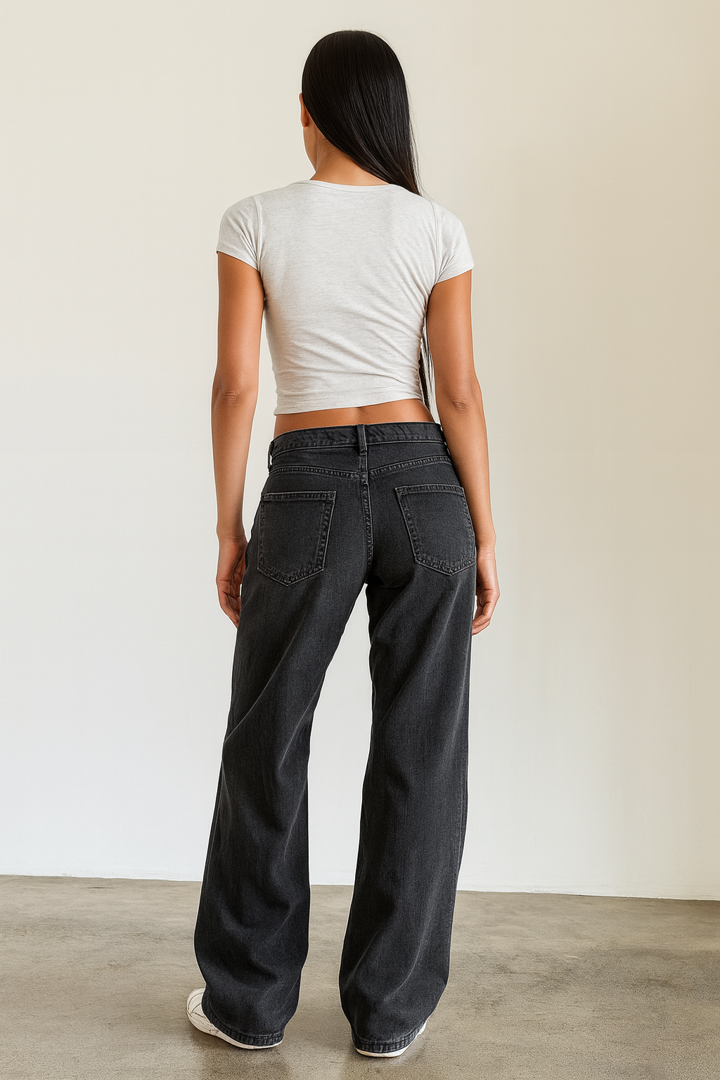 Damen Lässig Niedrigem Bund Baggy-Schnitt Jeans  | Lockere Passform