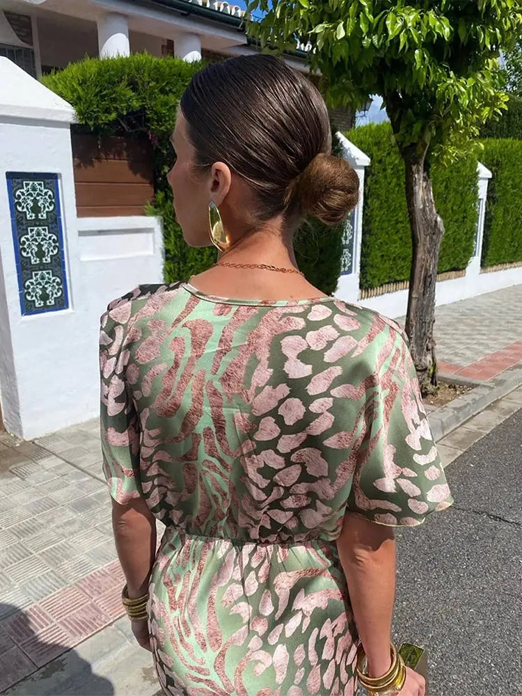 Damen V-Ausschnitt Hochzeitsgast Kleid | Maxi