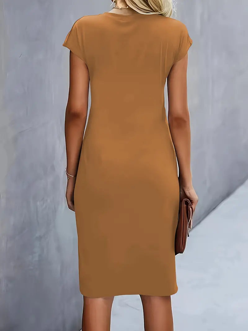 Damen Rundhalsausschnitt Cocktailkleid | Midi