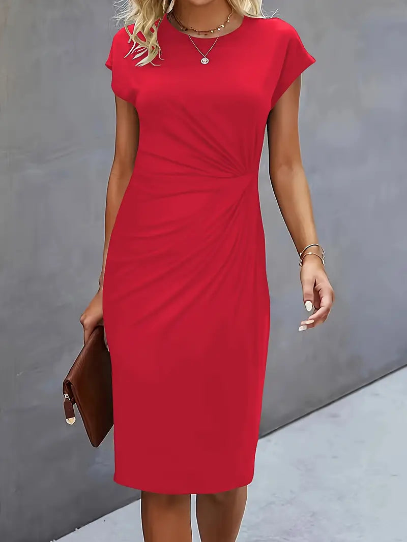 Damen Rundhalsausschnitt Cocktailkleid | Midi