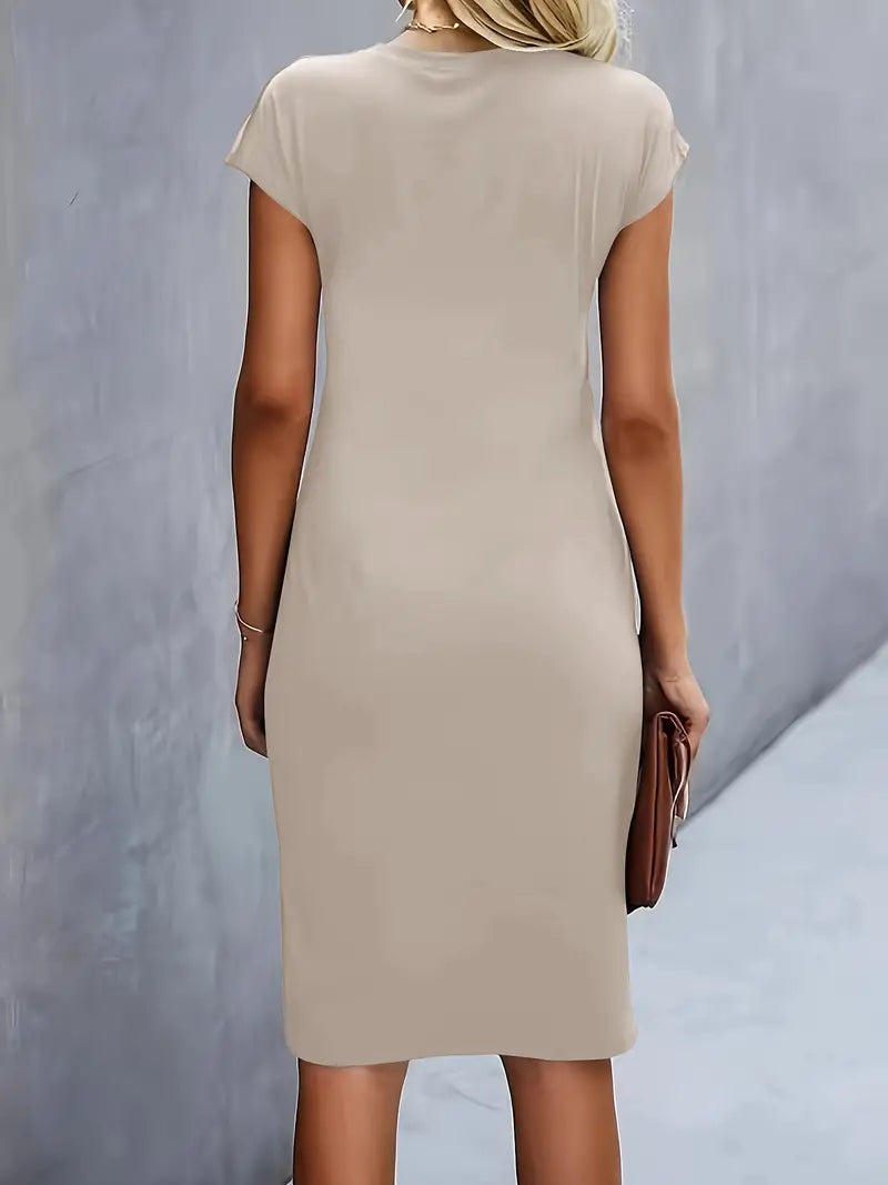 Damen Rundhalsausschnitt Cocktailkleid | Midi