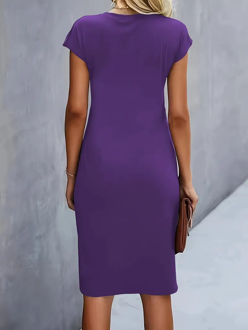 Damen Rundhalsausschnitt Cocktailkleid | Midi