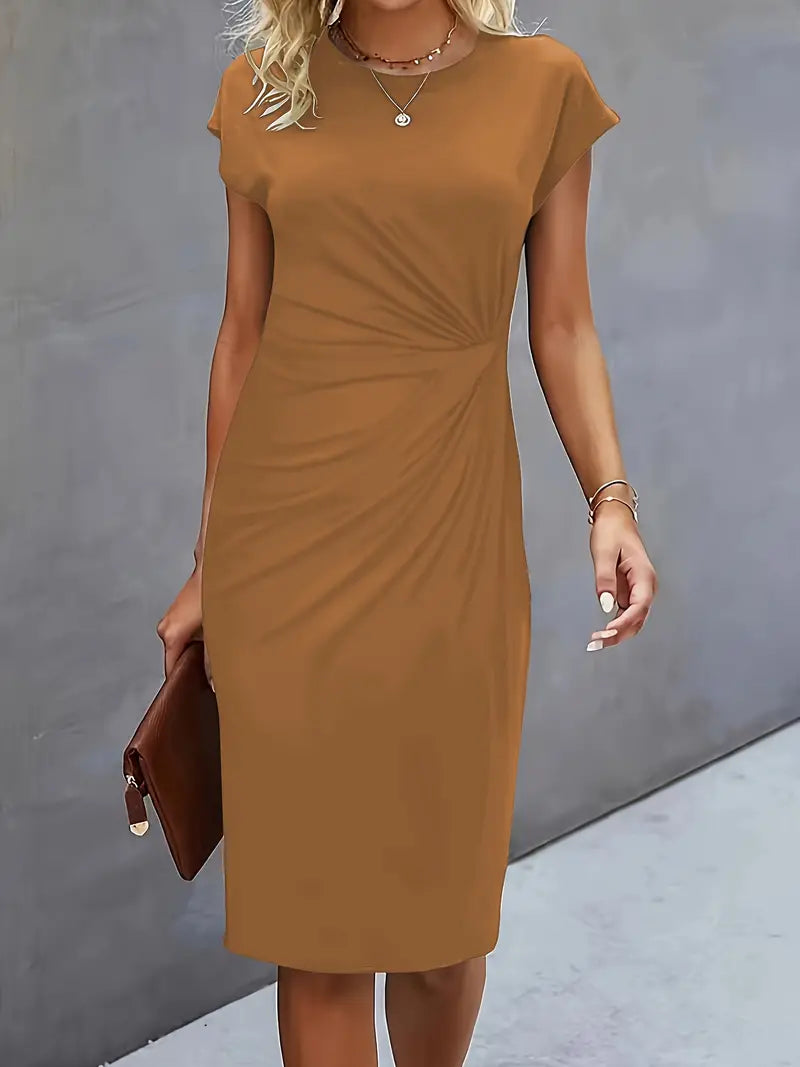Damen Rundhalsausschnitt Cocktailkleid | Midi