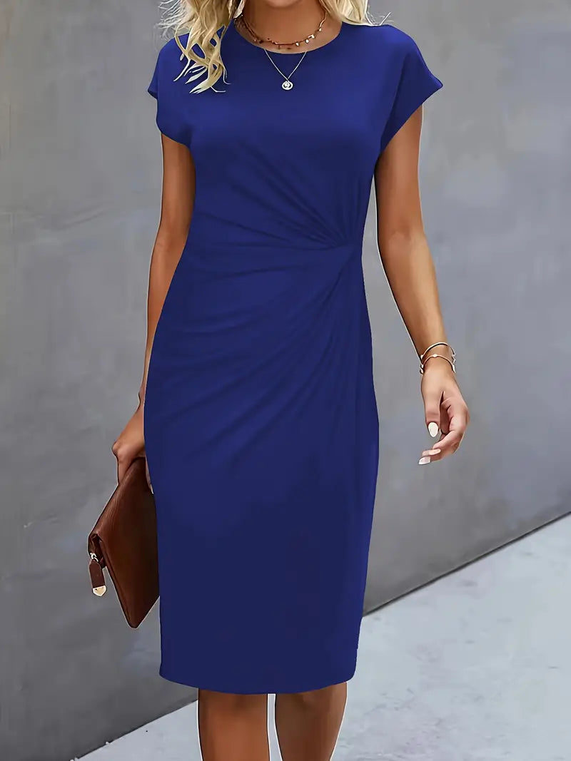 Damen Rundhalsausschnitt Cocktailkleid | Midi