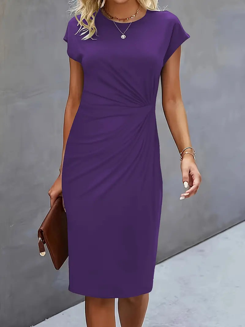 Damen Rundhalsausschnitt Cocktailkleid | Midi