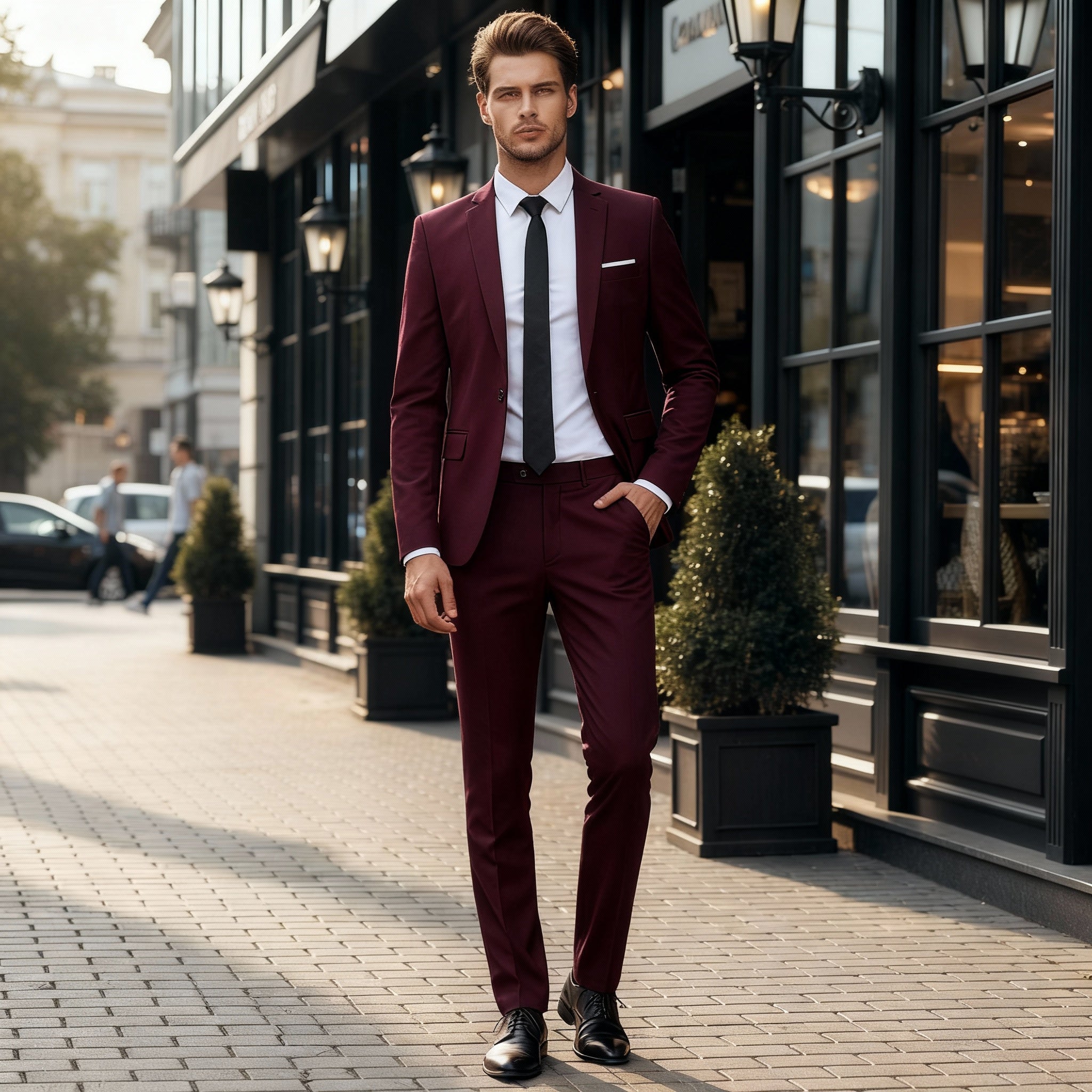 Herren Schmal Geschnitten Business Anzug | Zweiteiler