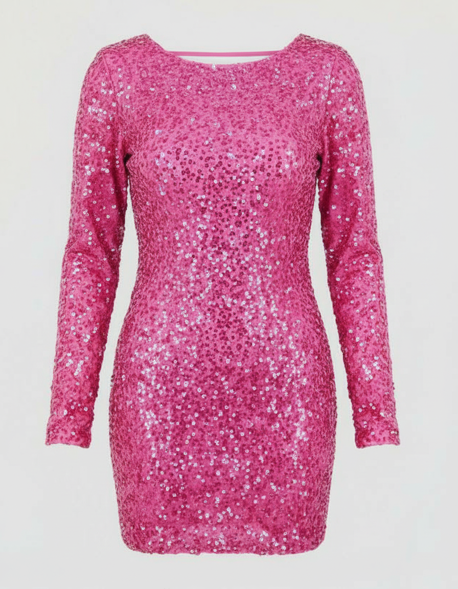 Damen Langarm Festliches Kleid | Mini