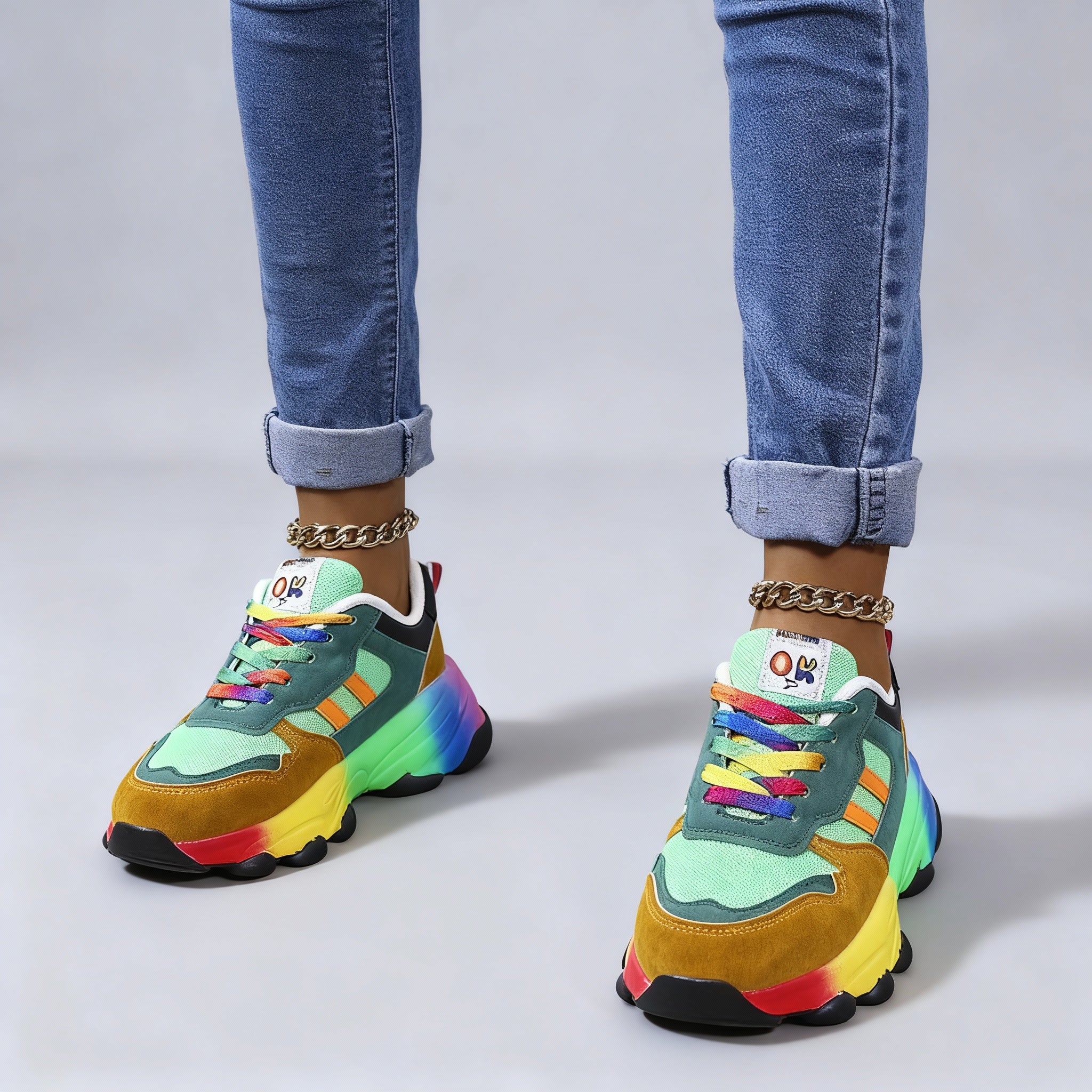 Damen Sportlich Bunte Sneaker | Plateau
