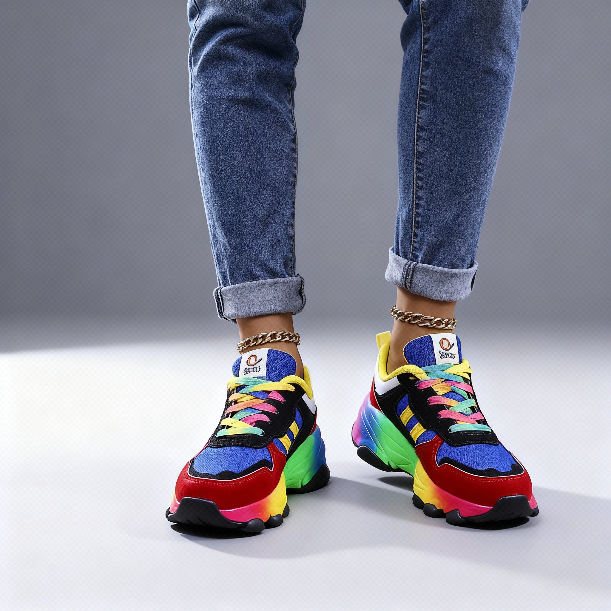 Damen Sportlich Bunte Sneaker | Plateau