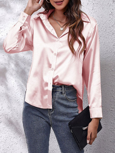 Damen Formelle Knopfleiste Bluse | Lockere Passform