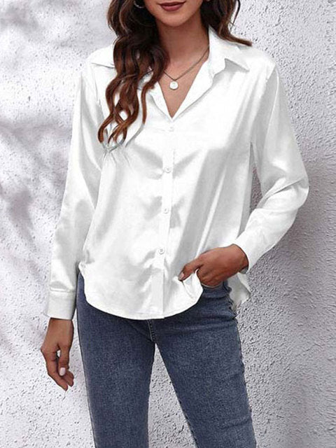Damen Formelle Knopfleiste Bluse | Lockere Passform