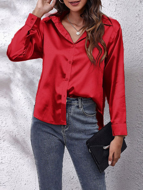 Damen Formelle Knopfleiste Bluse | Lockere Passform