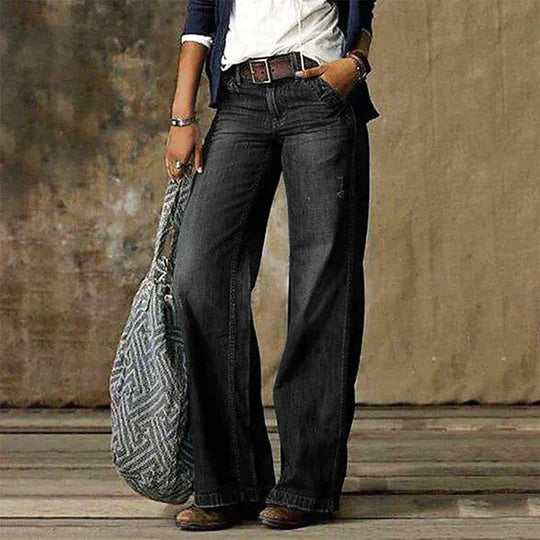Damen Hoch Tailliert Jeans | Weites Bein