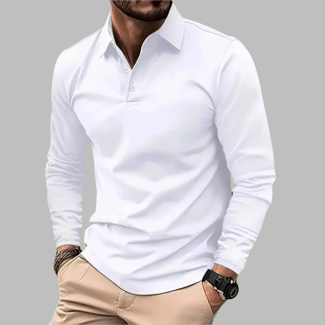 Herren Langarm Polo-Shirt | mit Knopfleiste