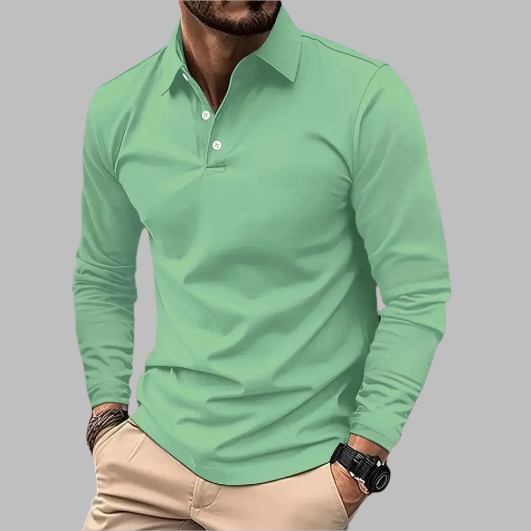 Herren Langarm Polo-Shirt | mit Knopfleiste