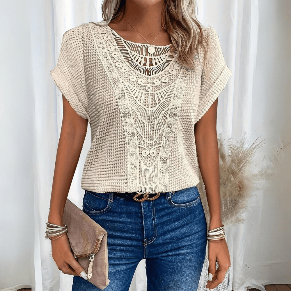Damen Boho Sommer Top | Kurzarm