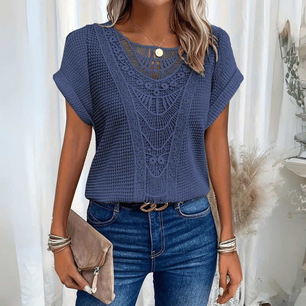 Damen Boho Sommer Top | Kurzarm
