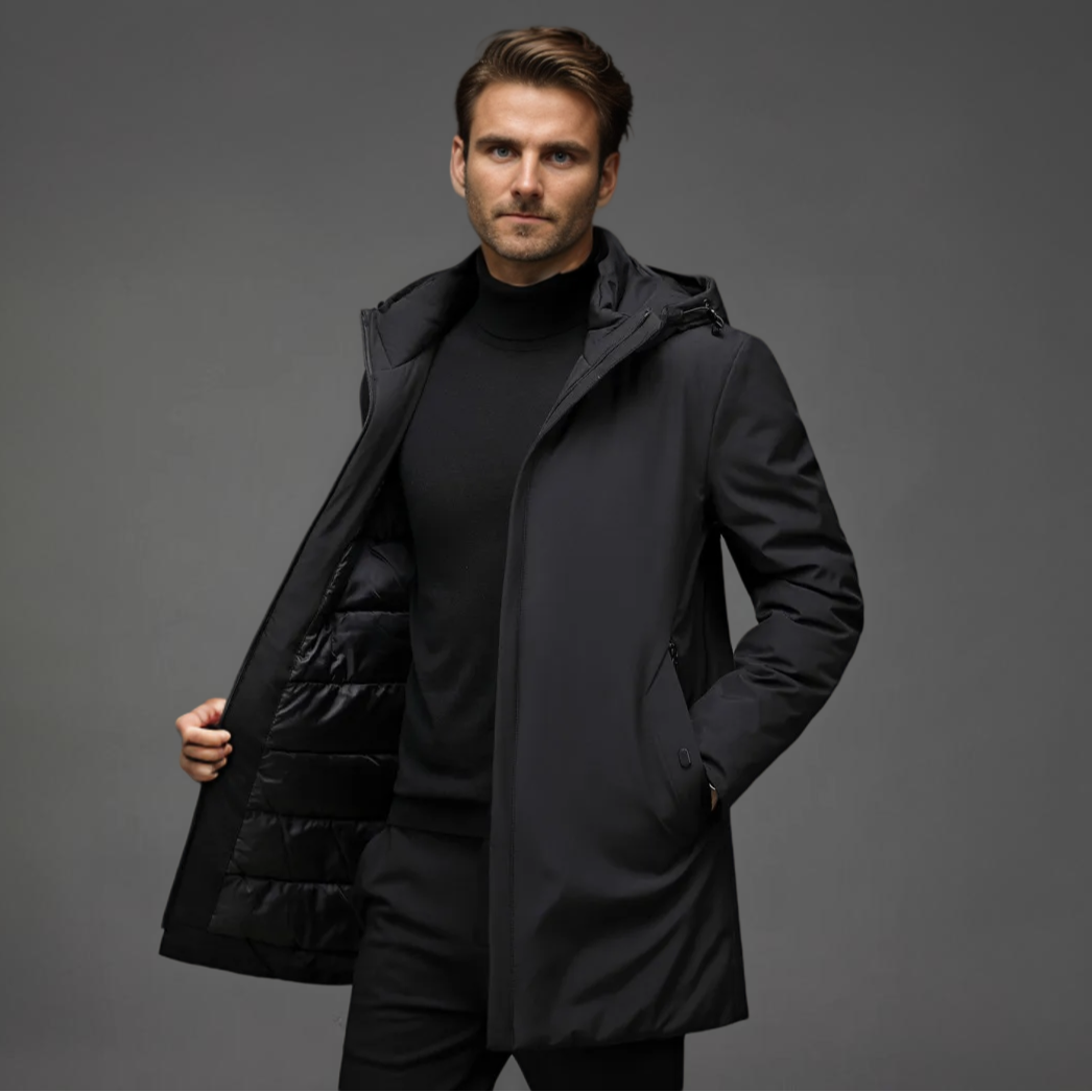 Herren Modern Lange Winterjacke | Warm