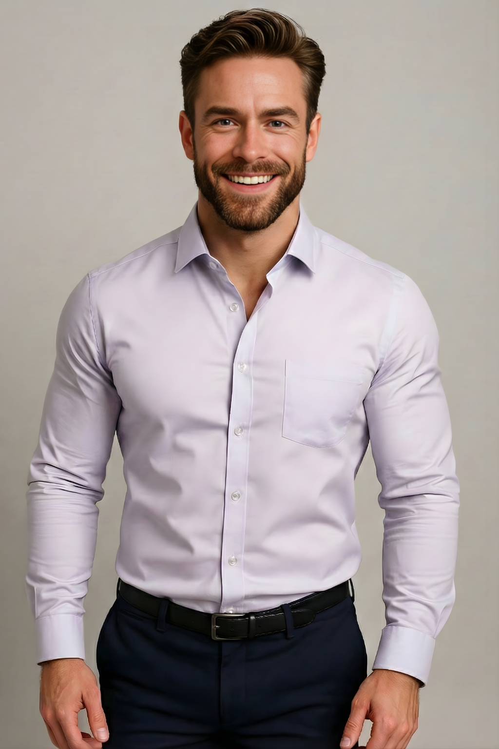 Herren Langarm Knopfleiste Business Hemd | Atmungsaktiv
