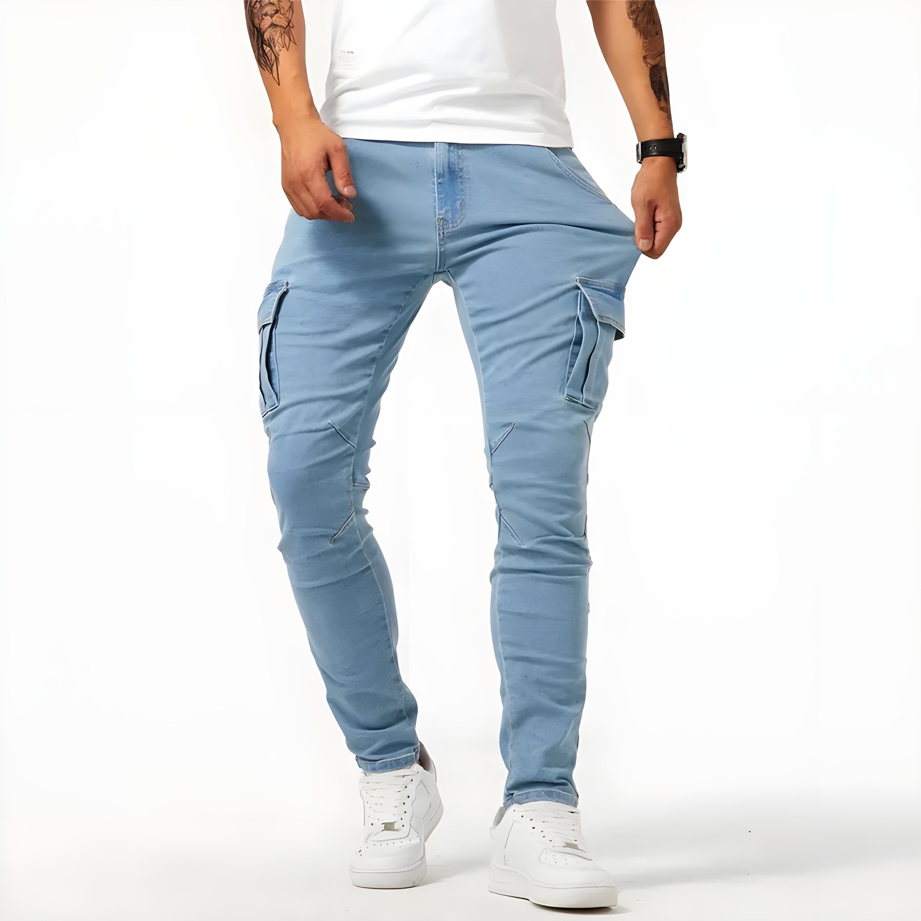 Herren Lässige Cargo Jeans | mit Mehreren Taschen