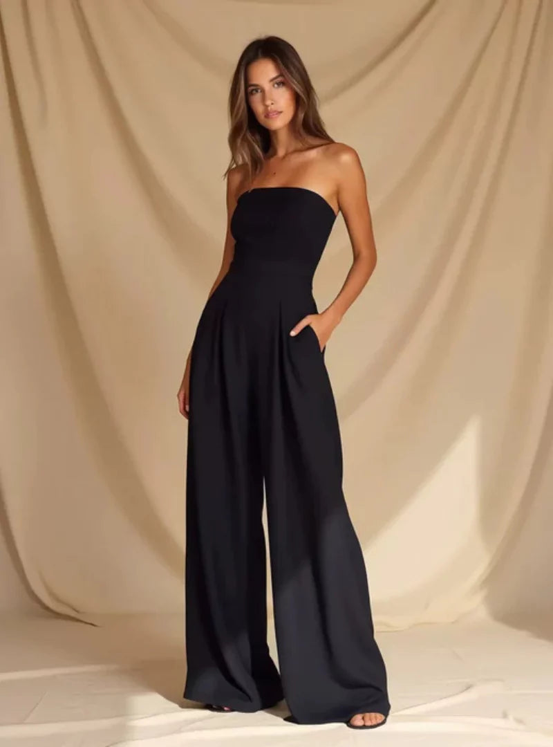 Damen Trägerlos Weitem Bein Jumpsuit | Lässig