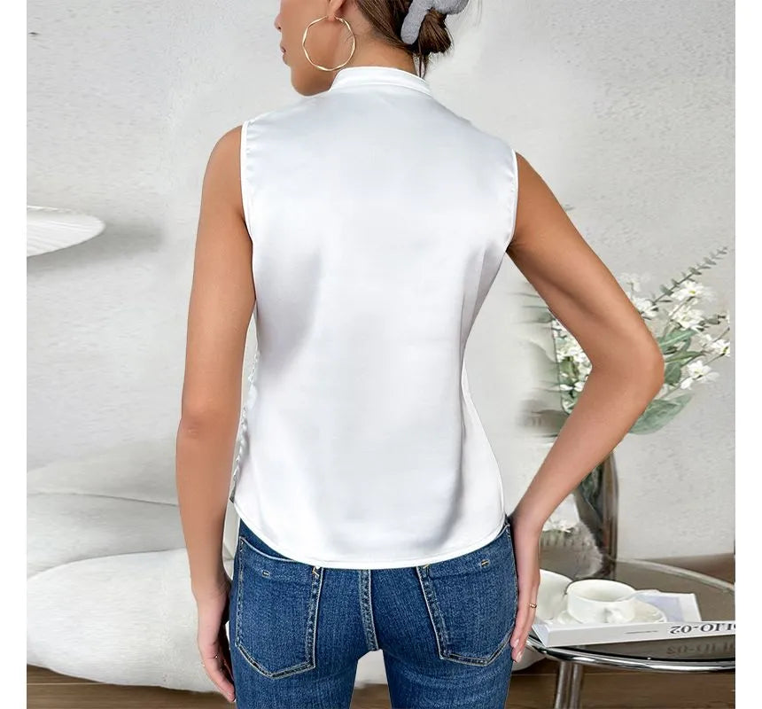 Damen Wickel V-Ausschnitt Top | Ärmellos