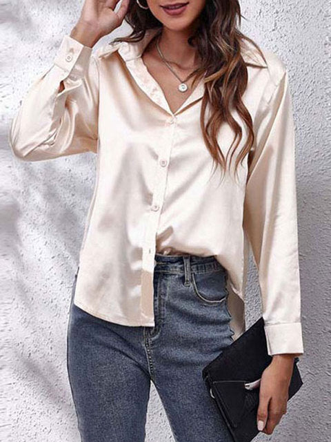Damen Formelle Bluse mit Knopfleiste | Langarm