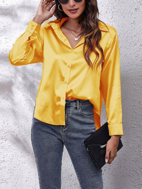 Damen Formelle Bluse mit Knopfleiste | Langarm