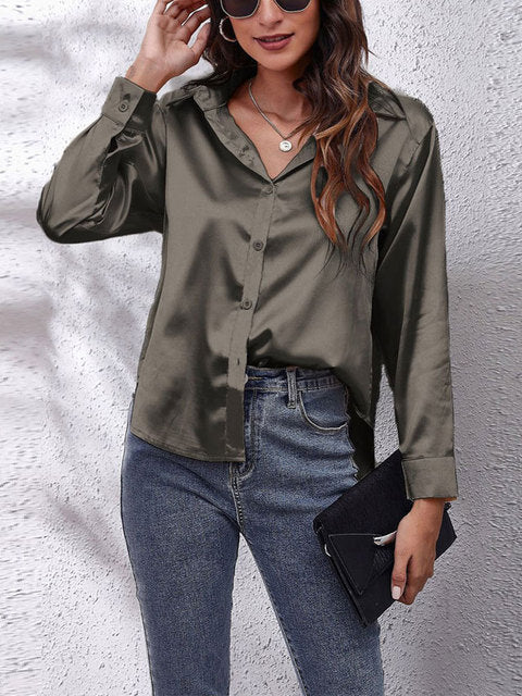 Damen Formelle Bluse mit Knopfleiste | Langarm