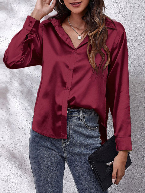 Damen Formelle Bluse mit Knopfleiste | Langarm