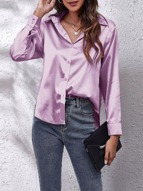 Damen Formelle Bluse mit Knopfleiste | Langarm