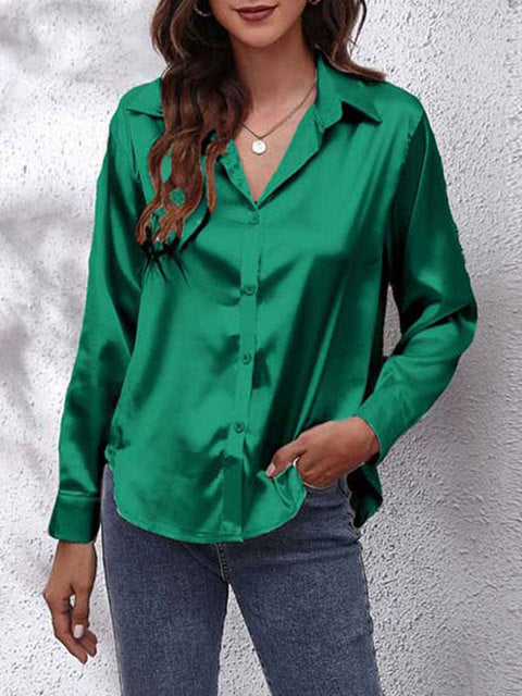 Damen Formelle Bluse mit Knopfleiste | Langarm