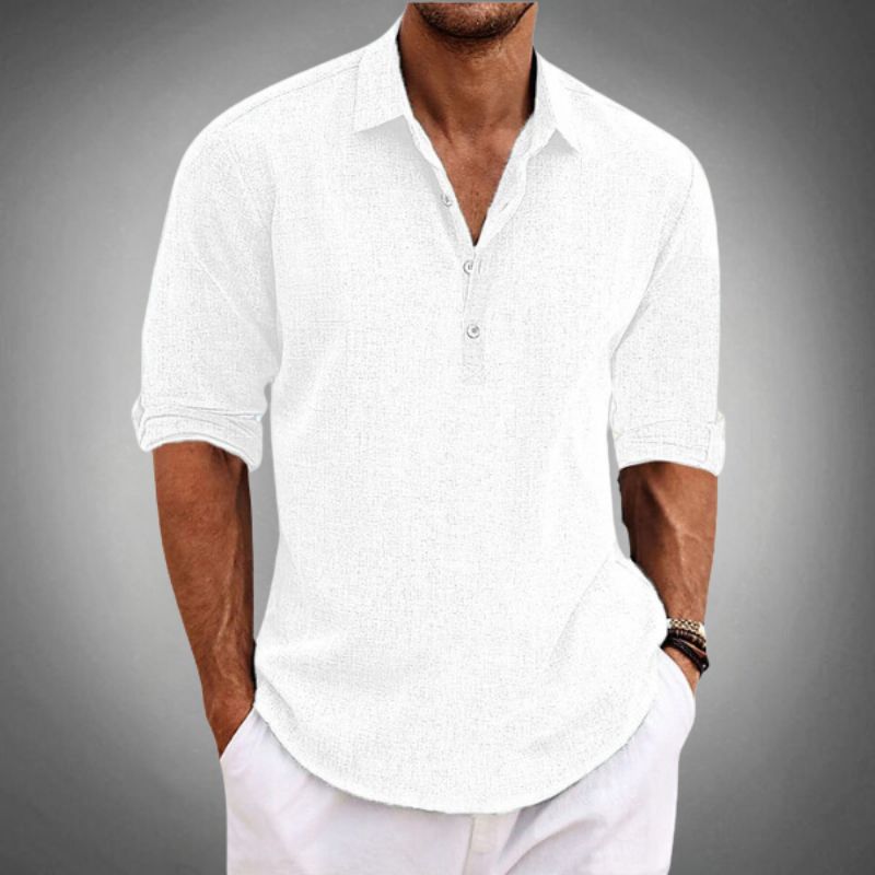 Herren Halber Knopfleiste Polo-Shirt | Langarm
