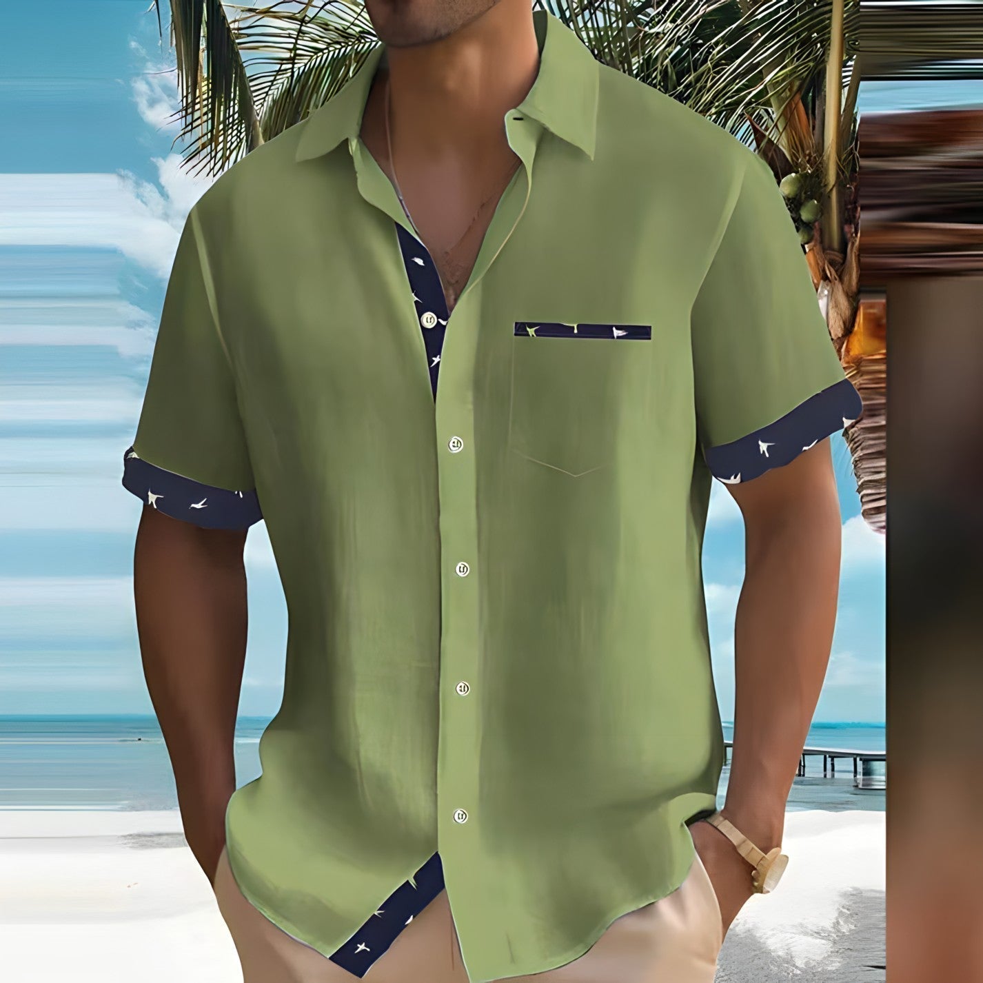 Herren Kurzarm Hemd Mit Knopfleiste | Sommer