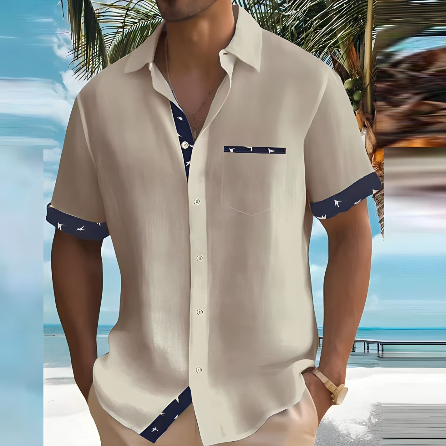 Herren Kurzarm Hemd Mit Knopfleiste | Sommer