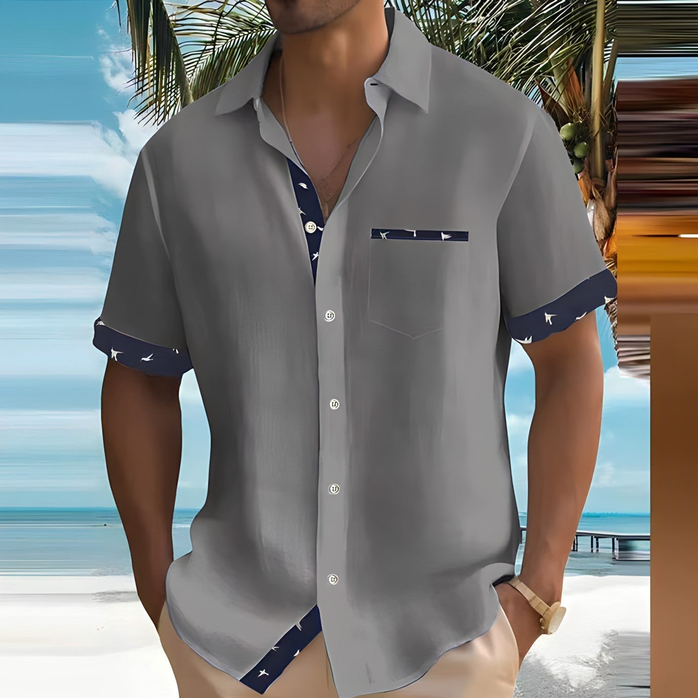 Herren Kurzarm Hemd Mit Knopfleiste | Sommer
