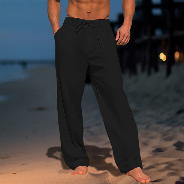 Herren Sommer Leinenhose | mit Kordelzug
