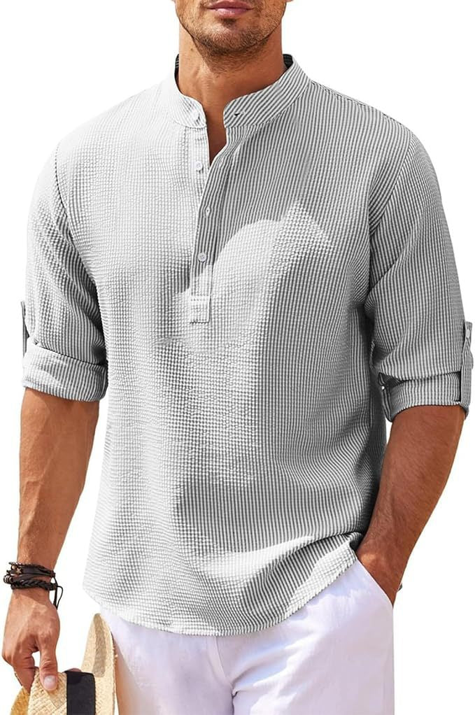 Herren Lange Ärmel Henley Hemd | Lässig