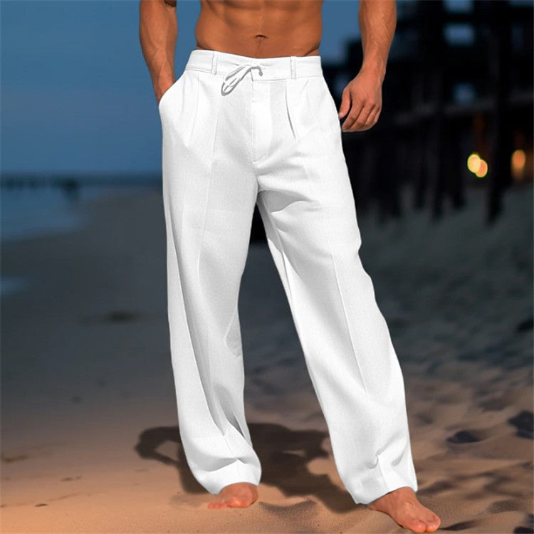 Herren Sommer Leinenhose | mit Kordelzug