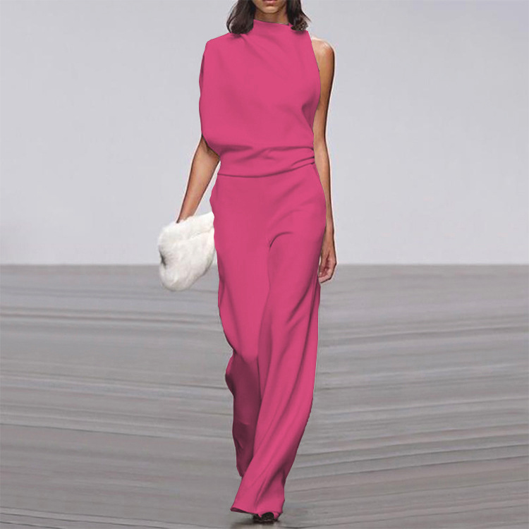 Damen Lässig Ein-Schulter Jumpsuit | Mit Weitem Bein