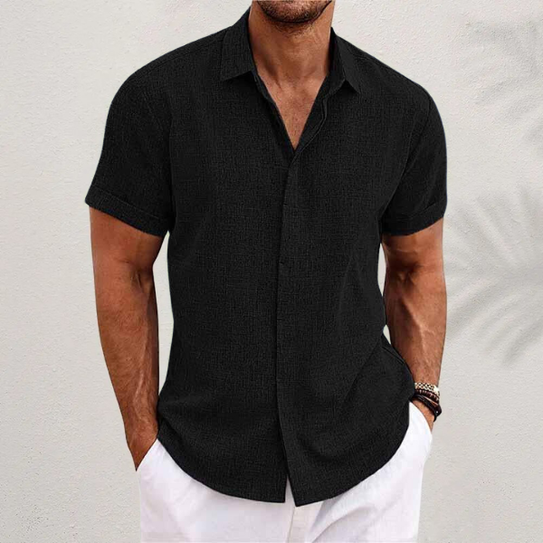 Herren Sommer Knopfleiste Leinenhemd | Kurzarm
