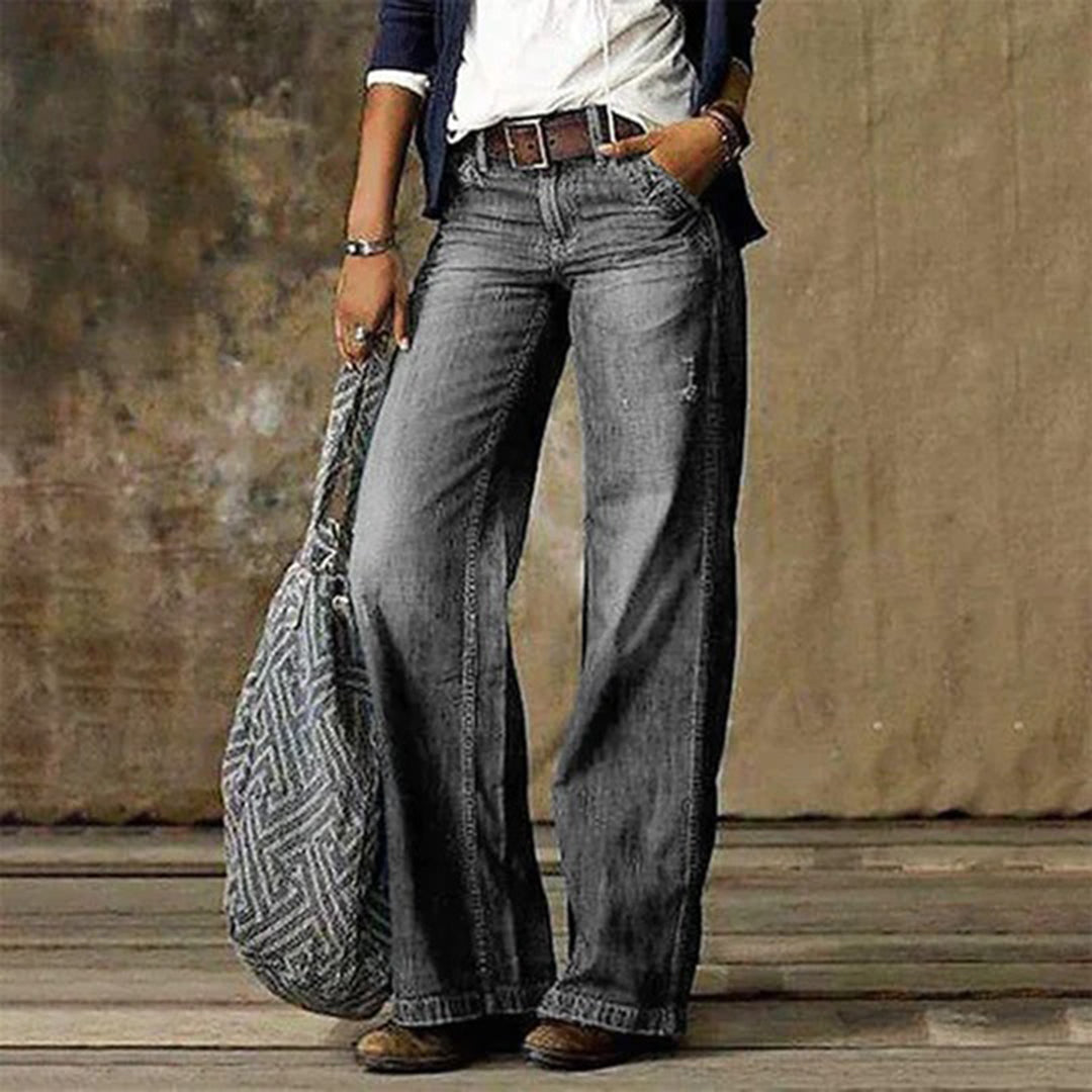 Damen Vintage Hohem Bund Jeans | Weites Bein