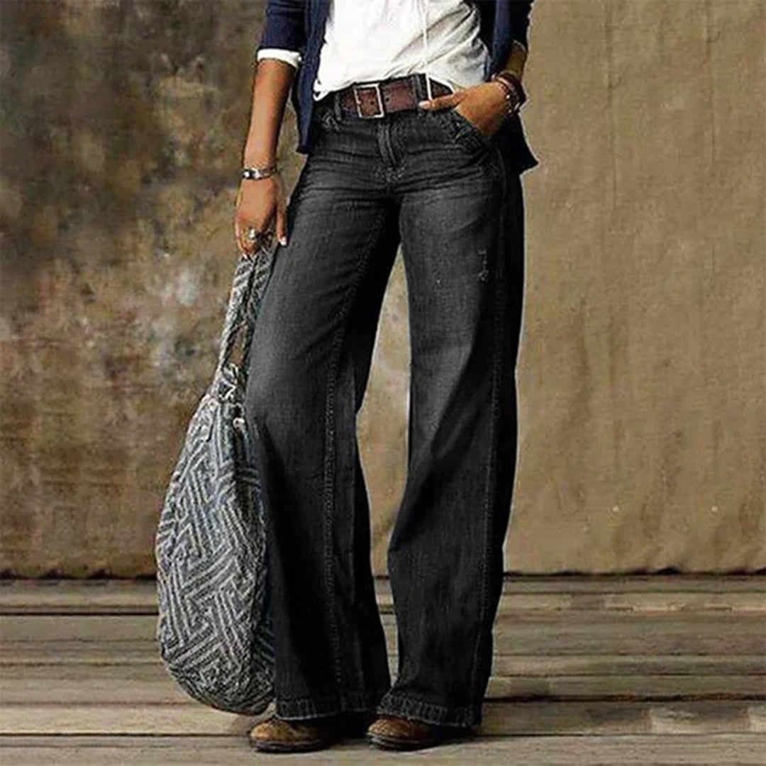 Damen Vintage Hohem Bund Jeans | Weites Bein