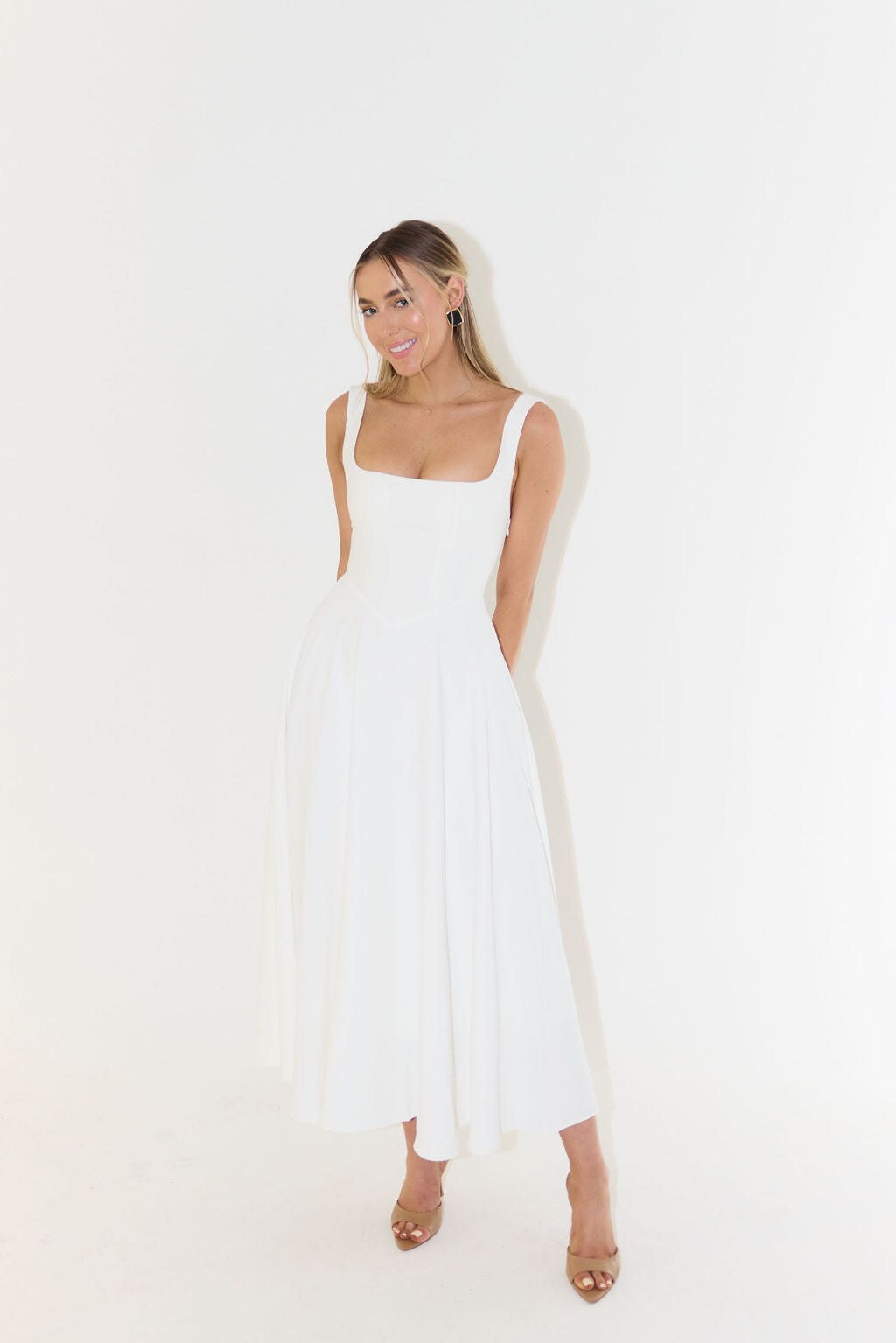 Damen A-Linien Quadratischer Hals Abendkleid | Maxi