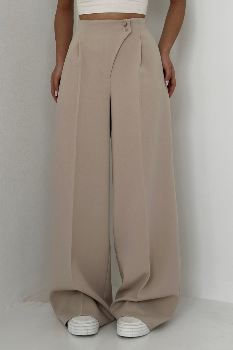 Damen Baggy Hoch Tailliert Hose | Weit Bein