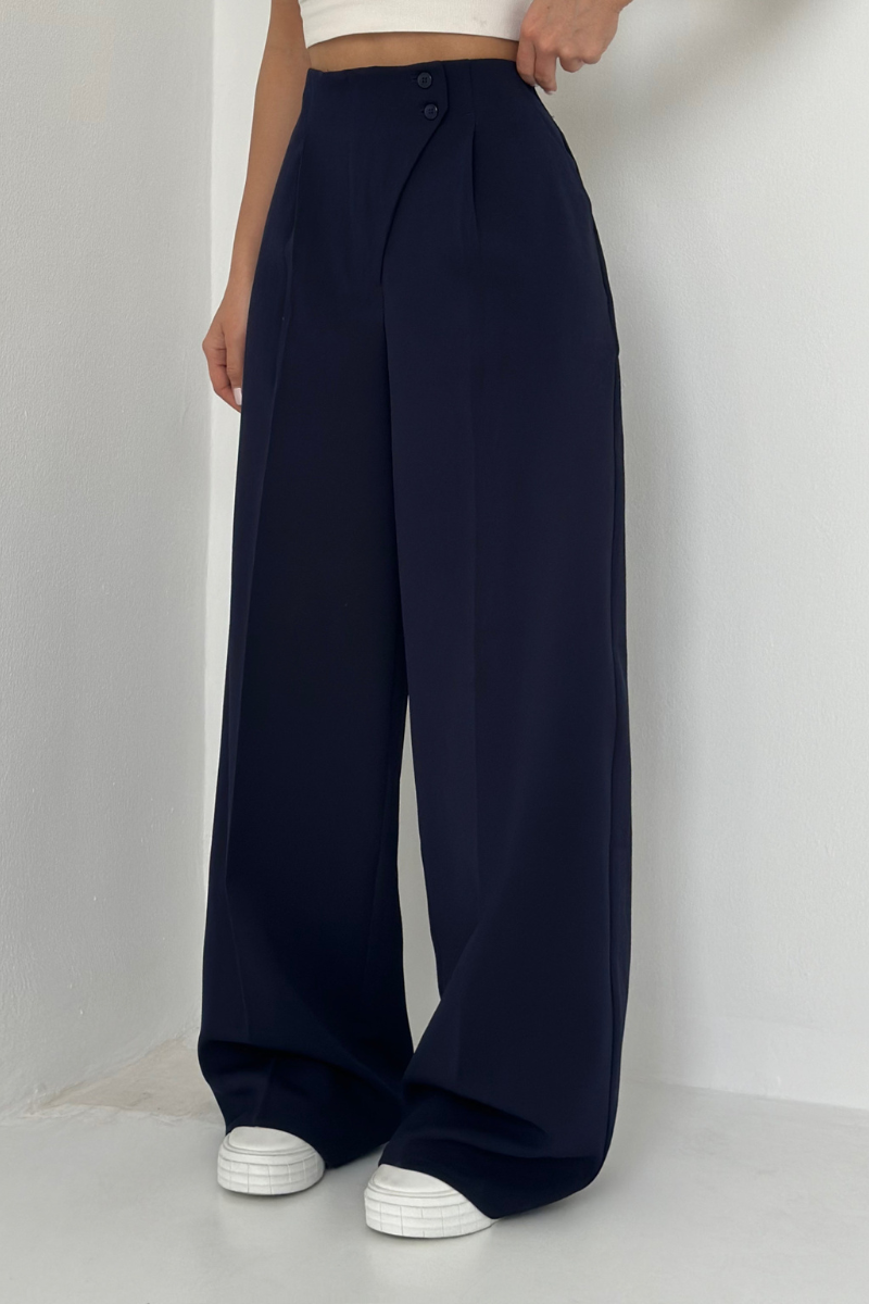 Damen Baggy Hoch Tailliert Hose | Weit Bein