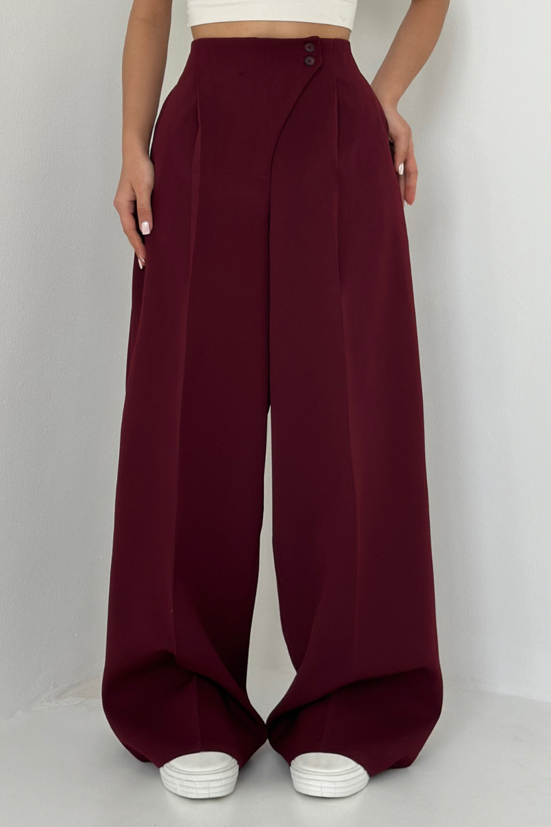 Damen Baggy Hoch Tailliert Hose | Weit Bein