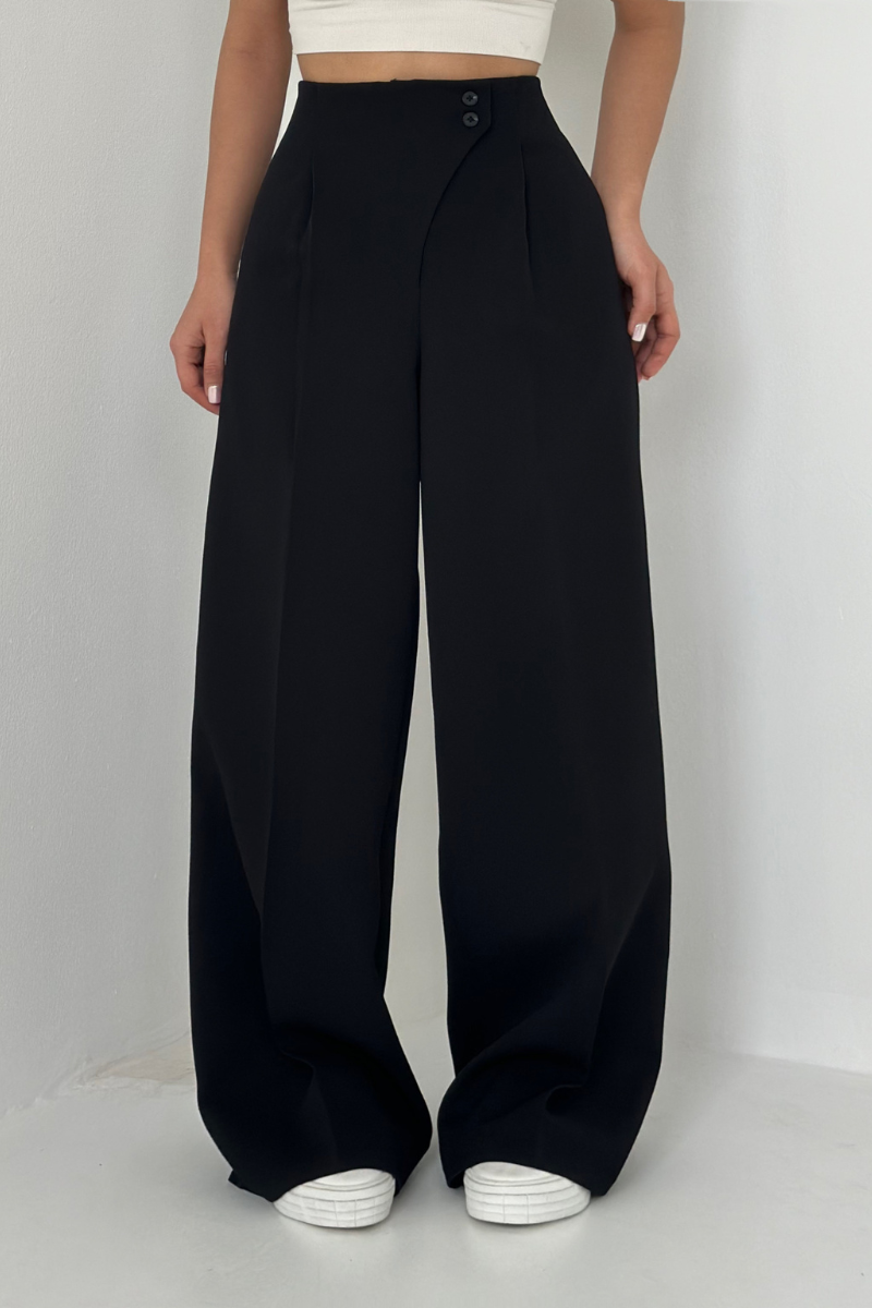 Damen Baggy Hoch Tailliert Hose | Weit Bein