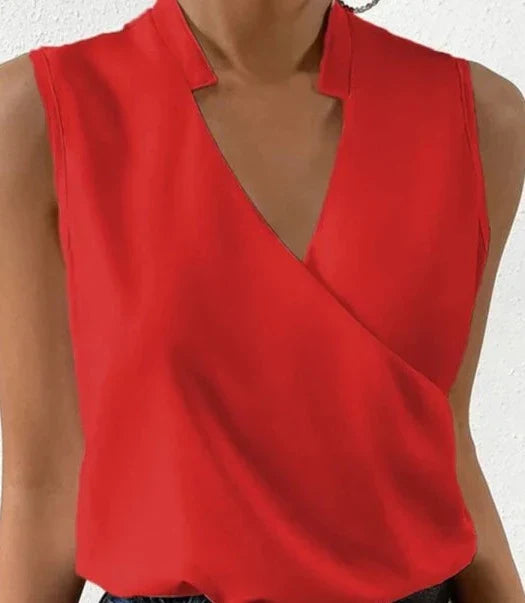 Damen Wickel V-Ausschnitt Top | Ärmellos